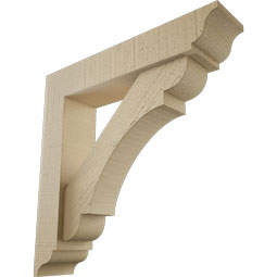 Ekena Millwork - BKTUR0352X16X16OLY01RCPR - Timberthane Faux Wood Olympic Style Bracket w/ Offset Brace, Traditional Ends, 3 1/2"W x 16"D x 16"H, Primed Tan