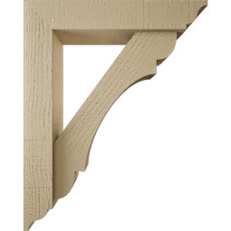 Ekena Millwork - BKTUR0352X16X20OLY01RCPR - Timberthane Faux Wood Olympic Style Bracket w/ Offset Brace, Traditional Ends, 3 1/2"W x 16"D x 20"H, Primed Tan
