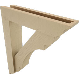 Ekena Millwork - BKTUR0352X16X20OLY01RCPR - Timberthane Faux Wood Olympic Style Bracket w/ Offset Brace, Traditional Ends, 3 1/2"W x 16"D x 20"H, Primed Tan