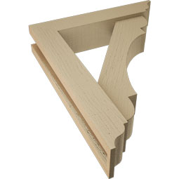 Ekena Millwork - BKTUR0352X16X20OLY01RCPR - Timberthane Faux Wood Olympic Style Bracket w/ Offset Brace, Traditional Ends, 3 1/2"W x 16"D x 20"H, Primed Tan