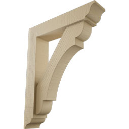 Ekena Millwork - BKTUR0352X16X20OLY01RCPR - Timberthane Faux Wood Olympic Style Bracket w/ Offset Brace, Traditional Ends, 3 1/2"W x 16"D x 20"H, Primed Tan