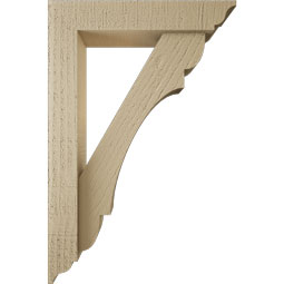 Ekena Millwork - BKTUR0352X16X24OLY01RCPR - Timberthane Faux Wood Olympic Style Bracket w/ Offset Brace, Traditional Ends, 3 1/2"W x 16"D x 24"H, Primed Tan