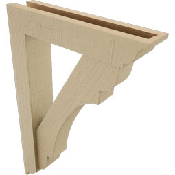 Ekena Millwork - BKTUR0352X16X24OLY01RCPR - Timberthane Faux Wood Olympic Style Bracket w/ Offset Brace, Traditional Ends, 3 1/2"W x 16"D x 24"H, Primed Tan