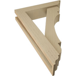 Ekena Millwork - BKTUR0352X16X24OLY01RCPR - Timberthane Faux Wood Olympic Style Bracket w/ Offset Brace, Traditional Ends, 3 1/2"W x 16"D x 24"H, Primed Tan