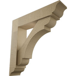 Ekena Millwork - BKTUROOLY00 - Timberthane Rough Cedar Faux Wood Olympic Traditional Bracket w/ Offset Brace