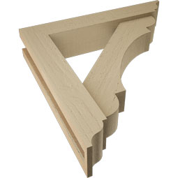 Ekena Millwork - BKTUR0352X18X18OLY01RCPR - Timberthane Faux Wood Olympic Style Bracket w/ Offset Brace, Traditional Ends, 3 1/2"W x 18"D x 18"H, Primed Tan
