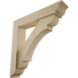 Ekena Millwork - BKTUR0352X18X18OLY01RCPR - Timberthane Faux Wood Olympic Style Bracket w/ Offset Brace, Traditional Ends, 3 1/2"W x 18"D x 18"H, Primed Tan