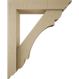 Ekena Millwork - BKTUR0352X18X22OLY01RCPR - Timberthane Faux Wood Olympic Style Bracket w/ Offset Brace, Traditional Ends, 3 1/2"W x 18"D x 22"H, Primed Tan