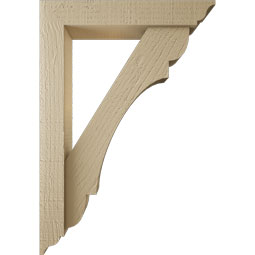 Ekena Millwork - BKTUR0352X18X26OLY01RCPR - Timberthane Faux Wood Olympic Style Bracket w/ Offset Brace, Traditional Ends, 3 1/2"W x 18"D x 26"H, Primed Tan