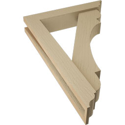 Ekena Millwork - BKTUR0352X18X26OLY01RCPR - Timberthane Faux Wood Olympic Style Bracket w/ Offset Brace, Traditional Ends, 3 1/2"W x 18"D x 26"H, Primed Tan