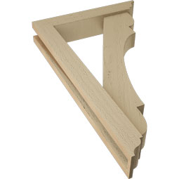 Ekena Millwork - BKTUR0352X18X30OLY01RCPR - Timberthane Faux Wood Olympic Style Bracket w/ Offset Brace, Traditional Ends, 3 1/2"W x 18"D x 30"H, Primed Tan