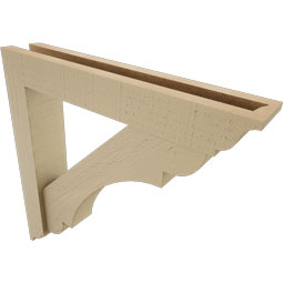 Ekena Millwork - BKTUR0352X20X20OLY01RCPR - Timberthane Faux Wood Olympic Style Bracket w/ Offset Brace, Traditional Ends, 3 1/2"W x 20"D x 20"H, Primed Tan