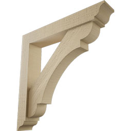 Ekena Millwork - BKTUR0352X20X20OLY01RCPR - Timberthane Faux Wood Olympic Style Bracket w/ Offset Brace, Traditional Ends, 3 1/2"W x 20"D x 20"H, Primed Tan