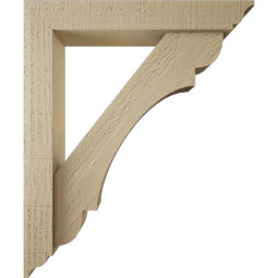 Ekena Millwork - BKTUR0352X20X24OLY01RCPR - Timberthane Faux Wood Olympic Style Bracket w/ Offset Brace, Traditional Ends, 3 1/2"W x 20"D x 24"H, Primed Tan