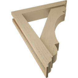 Ekena Millwork - BKTUR0352X20X24OLY01RCPR - Timberthane Faux Wood Olympic Style Bracket w/ Offset Brace, Traditional Ends, 3 1/2"W x 20"D x 24"H, Primed Tan