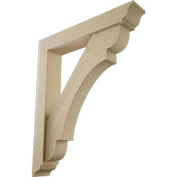 Ekena Millwork - BKTUR0352X20X24OLY01RCPR - Timberthane Faux Wood Olympic Style Bracket w/ Offset Brace, Traditional Ends, 3 1/2"W x 20"D x 24"H, Primed Tan