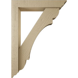 Ekena Millwork - BKTUR0352X20X28OLY01RCPR - Timberthane Faux Wood Olympic Style Bracket w/ Offset Brace, Traditional Ends, 3 1/2"W x 20"D x 28"H, Primed Tan