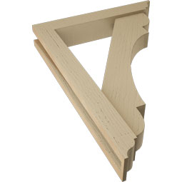 Ekena Millwork - BKTUR0352X20X28OLY01RCPR - Timberthane Faux Wood Olympic Style Bracket w/ Offset Brace, Traditional Ends, 3 1/2"W x 20"D x 28"H, Primed Tan