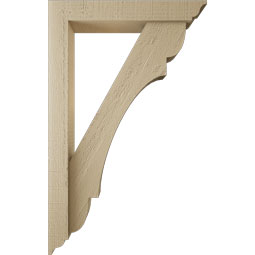 Ekena Millwork - BKTUR0352X20X32OLY01RCPR - Timberthane Faux Wood Olympic Style Bracket w/ Offset Brace, Traditional Ends, 3 1/2"W x 20"D x 32"H, Primed Tan