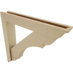 Ekena Millwork - BKTUR0352X22X22OLY01RCPR - Timberthane Faux Wood Olympic Style Bracket w/ Offset Brace, Traditional Ends, 3 1/2"W x 22"D x 22"H, Primed Tan