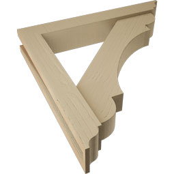 Ekena Millwork - BKTUR0352X22X22OLY01RCPR - Timberthane Faux Wood Olympic Style Bracket w/ Offset Brace, Traditional Ends, 3 1/2"W x 22"D x 22"H, Primed Tan