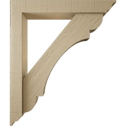 Ekena Millwork - BKTUR0352X22X26OLY01RCPR - Timberthane Faux Wood Olympic Style Bracket w/ Offset Brace, Traditional Ends, 3 1/2"W x 22"D x 26"H, Primed Tan