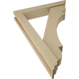 Ekena Millwork - BKTUR0352X22X30OLY01RCPR - Timberthane Faux Wood Olympic Style Bracket w/ Offset Brace, Traditional Ends, 3 1/2"W x 22"D x 30"H, Primed Tan