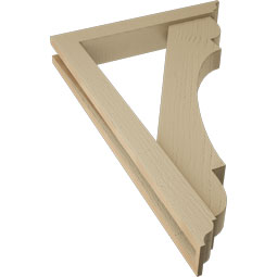Ekena Millwork - BKTUR0352X22X34OLY01RCPR - Timberthane Faux Wood Olympic Style Bracket w/ Offset Brace, Traditional Ends, 3 1/2"W x 22"D x 34"H, Primed Tan
