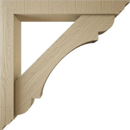 Ekena Millwork - BKTUR0352X24X24OLY01RCPR - Timberthane Faux Wood Olympic Style Bracket w/ Offset Brace, Traditional Ends, 3 1/2"W x 24"D x 24"H, Primed Tan