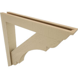 Ekena Millwork - BKTUR0352X24X24OLY01RCPR - Timberthane Faux Wood Olympic Style Bracket w/ Offset Brace, Traditional Ends, 3 1/2"W x 24"D x 24"H, Primed Tan