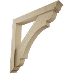 Ekena Millwork - BKTUR0352X24X24OLY01RCPR - Timberthane Faux Wood Olympic Style Bracket w/ Offset Brace, Traditional Ends, 3 1/2"W x 24"D x 24"H, Primed Tan