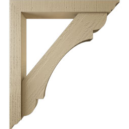 Ekena Millwork - BKTUR0352X24X28OLY01RCPR - Timberthane Faux Wood Olympic Style Bracket w/ Offset Brace, Traditional Ends, 3 1/2"W x 24"D x 28"H, Primed Tan