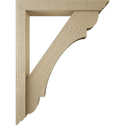 Ekena Millwork - BKTUR0352X24X32OLY01RCPR - Timberthane Faux Wood Olympic Style Bracket w/ Offset Brace, Traditional Ends, 3 1/2"W x 24"D x 32"H, Primed Tan