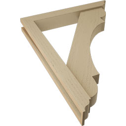 Ekena Millwork - BKTUR0352X24X32OLY01RCPR - Timberthane Faux Wood Olympic Style Bracket w/ Offset Brace, Traditional Ends, 3 1/2"W x 24"D x 32"H, Primed Tan