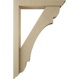 Ekena Millwork - BKTUR0352X24X36OLY01RCPR - Timberthane Faux Wood Olympic Style Bracket w/ Offset Brace, Traditional Ends, 3 1/2"W x 24"D x 36"H, Primed Tan