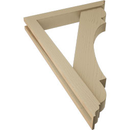 Ekena Millwork - BKTUR0352X24X36OLY01RCPR - Timberthane Faux Wood Olympic Style Bracket w/ Offset Brace, Traditional Ends, 3 1/2"W x 24"D x 36"H, Primed Tan