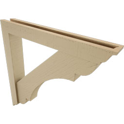 Ekena Millwork - BKTUR0352X26X26OLY01RCPR - Timberthane Faux Wood Olympic Style Bracket w/ Offset Brace, Traditional Ends, 3 1/2"W x 26"D x 26"H, Primed Tan