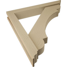 Ekena Millwork - BKTUR0352X26X26OLY01RCPR - Timberthane Faux Wood Olympic Style Bracket w/ Offset Brace, Traditional Ends, 3 1/2"W x 26"D x 26"H, Primed Tan