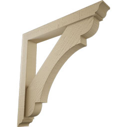 Ekena Millwork - BKTUR0352X26X26OLY01RCPR - Timberthane Faux Wood Olympic Style Bracket w/ Offset Brace, Traditional Ends, 3 1/2"W x 26"D x 26"H, Primed Tan