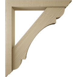 Ekena Millwork - BKTUR0352X26X30OLY01RCPR - Timberthane Faux Wood Olympic Style Bracket w/ Offset Brace, Traditional Ends, 3 1/2"W x 26"D x 30"H, Primed Tan