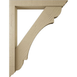 Ekena Millwork - BKTUR0352X26X34OLY01RCPR - Timberthane Faux Wood Olympic Style Bracket w/ Offset Brace, Traditional Ends, 3 1/2"W x 26"D x 34"H, Primed Tan