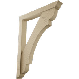 Ekena Millwork - BKTUR0352X26X34OLY01RCPR - Timberthane Faux Wood Olympic Style Bracket w/ Offset Brace, Traditional Ends, 3 1/2"W x 26"D x 34"H, Primed Tan