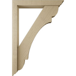 Ekena Millwork - BKTUR0352X26X38OLY01RCPR - Timberthane Faux Wood Olympic Style Bracket w/ Offset Brace, Traditional Ends, 3 1/2"W x 26"D x 38"H, Primed Tan