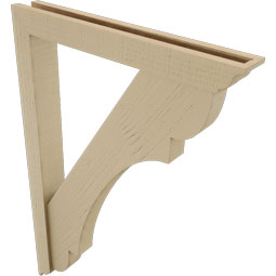 Ekena Millwork - BKTUR0352X26X38OLY01RCPR - Timberthane Faux Wood Olympic Style Bracket w/ Offset Brace, Traditional Ends, 3 1/2"W x 26"D x 38"H, Primed Tan