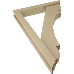 Ekena Millwork - BKTUR0352X26X38OLY01RCPR - Timberthane Faux Wood Olympic Style Bracket w/ Offset Brace, Traditional Ends, 3 1/2"W x 26"D x 38"H, Primed Tan