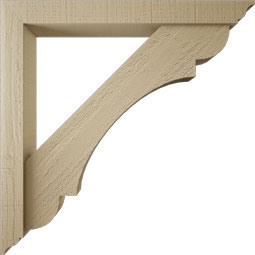 Ekena Millwork - BKTUR0352X28X28OLY01RCPR - Timberthane Faux Wood Olympic Style Bracket w/ Offset Brace, Traditional Ends, 3 1/2"W x 28"D x 28"H, Primed Tan