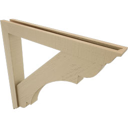 Ekena Millwork - BKTUR0352X28X28OLY01RCPR - Timberthane Faux Wood Olympic Style Bracket w/ Offset Brace, Traditional Ends, 3 1/2"W x 28"D x 28"H, Primed Tan