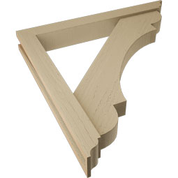 Ekena Millwork - BKTUR0352X28X28OLY01RCPR - Timberthane Faux Wood Olympic Style Bracket w/ Offset Brace, Traditional Ends, 3 1/2"W x 28"D x 28"H, Primed Tan