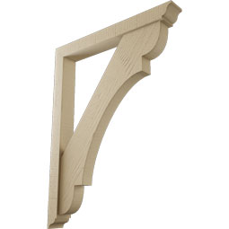 Ekena Millwork - BKTUR0352X28X36OLY01RCPR - Timberthane Faux Wood Olympic Style Bracket w/ Offset Brace, Traditional Ends, 3 1/2"W x 28"D x 36"H, Primed Tan