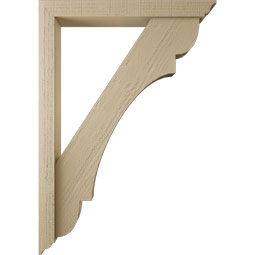 Ekena Millwork - BKTUR0352X28X40OLY01RCPR - Timberthane Faux Wood Olympic Style Bracket w/ Offset Brace, Traditional Ends, 3 1/2"W x 28"D x 40"H, Primed Tan